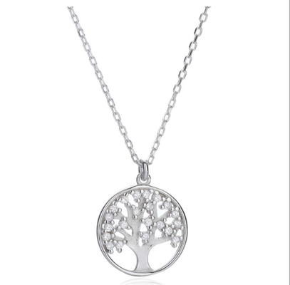 Pendant de collier d'arbre de vie en argent sterling avec zirconium cubique AAAA