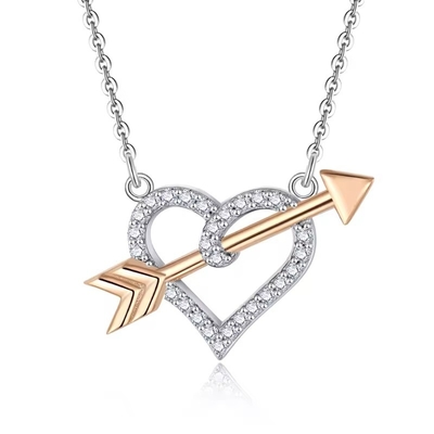 YASVITTI OEM ODM 925 Sterling Argent Collier Cupide Rose or plaqué cœurs flèches Collier Pour cadeau d'amant