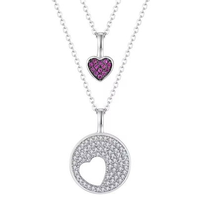 YASVITTI Rhodium plaqué CZ Femmes 925 Sterling Silver Zircon bijoux personnalisés Collier romantique rose