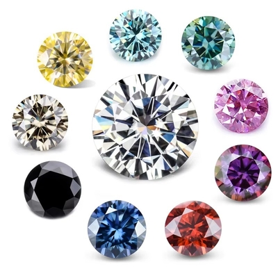 Grosserie GRA Moissanite Gris Rose Jaune Champagne Bleu Vert Ronde moissanite découpée en vrac diamant pour la fabrication de bijoux