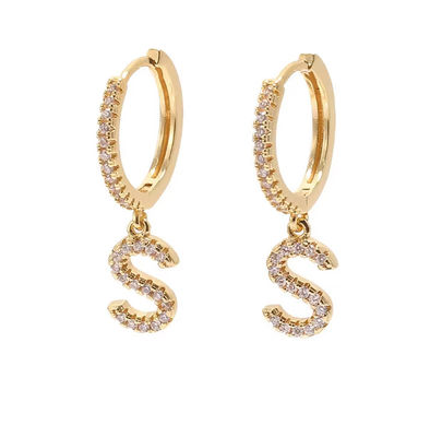 Des boucles d'oreilles en argent sterling personnaliser des bijoux 18K plaqué or Boucle d'oreille de lettre de mode