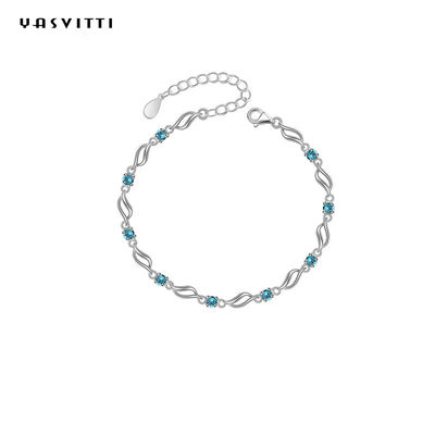 le rhodium à la mode de bracelets réglables argentés de 4.5g 0.62ft a plaqué Crystal Bracelet bleu