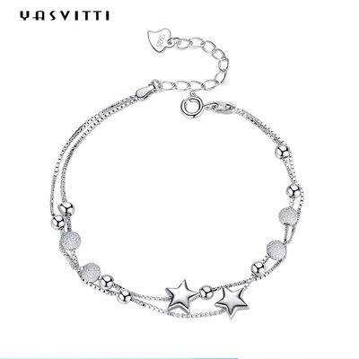 feuille Rose Gold Bracelet de 0.99m 0.14oz Sterling Silver Jewelry Bracelets CZ quatre