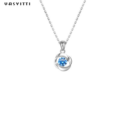 Bijoux pendants de colliers de pierre géométrique de luxe de Sterling Silver Necklace Blue Topaz