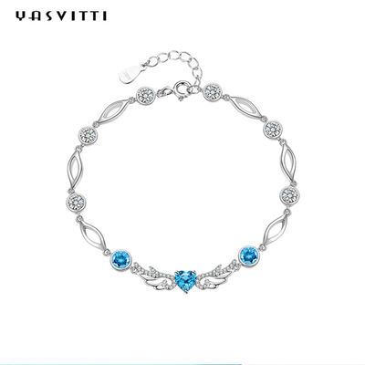 bleu 925 Topaz Bracelet géométrique de 6.2g 0.21m Sterling Silver Jewelry Bracelets Inlaid