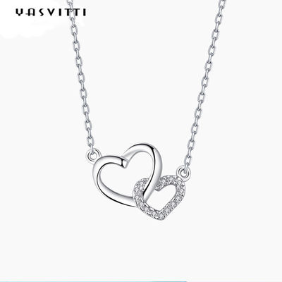 ODM pendant Valentine Silver Heart Pendant Necklace de coeur d'or blanc de 2.17g 18in