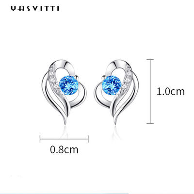 amie en pierre bleue de boucle d'oreille de GV de 0.04oz 1x0.8cm Sterling Silver Heart Earrings