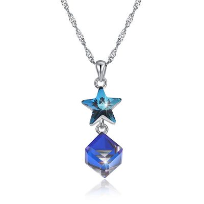 ODM Sterling Silver Diamond Necklace de collier d'étoile de zircon de 5A 3.7g 45cm