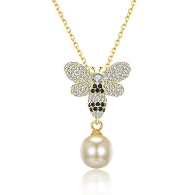 Perle 3.93g Sterling Silver Jewelry Necklaces du cristal 0.27in de papillon d'ODM de mode