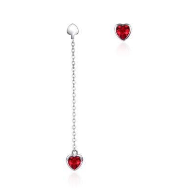 ODM à chaînes de boucles d'oreille de longue baisse de 0.58m 3.3g Sterling Silver Heart Earrings Zircon