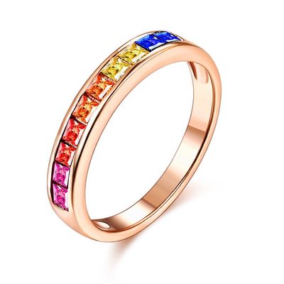 ODM de bagues de fiançailles de zircon de 8.3in 0.07oz Sterling Silver Crystal Ring 14k