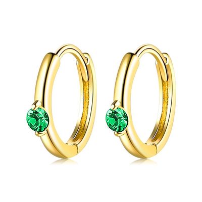les boucles d'oreille de cercle d'or d'acier inoxydable de 1.6g 1.5x0.3cm font la fête le vrai ODM argenté de boucles d'oreille de la CZ