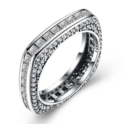 Bijoux Marqueter-classiques d'argent d'Anneau-mode de Zircon cubique argenté d'Anneau-place du noble 925