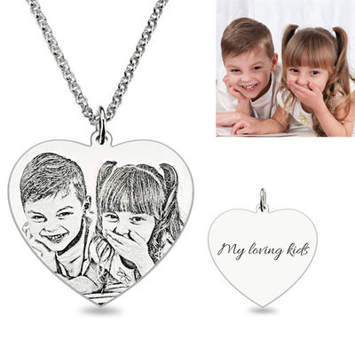 0.88in ODM argenté fait sur commande de Sterling Silver Photo Engraved Necklace de 3 colliers de gramme