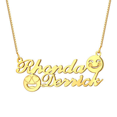 collier initial commémoratif de nom du collier S925 d'or de 1.8ft 0.07oz Emoji