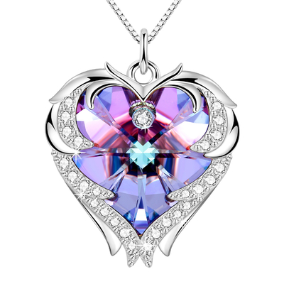 Collier de coeur d'infini de Austrian crystal Crystal Silver Heart Pendant Necklace 925 double