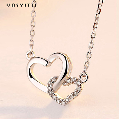 Jeu de bijoux pour femmes classique 925 Sterling Collier d'argent Collier de cœur OEM