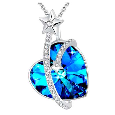 Collier de cœur de cristal autrichien Collier de costumes en argent sterling bijoux pour femmes hypoallergénique