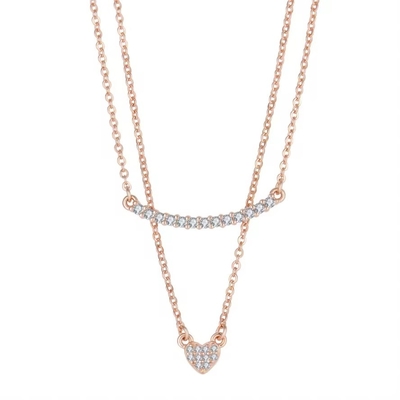 YASVITTI Collier à double couche bijoux classique Collier en or rose plaqué 925 argent sterling