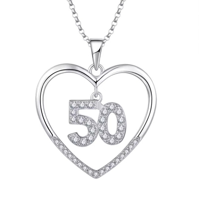 YASVITTI Mode personnalisée 925 Collier de cœur en argent sterling Nombre 50 et 30 Collier de pendentif en gros