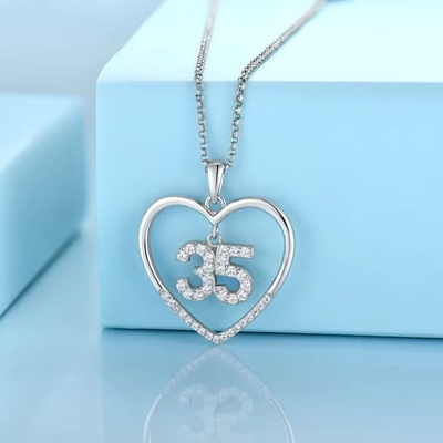 YASVITTI Mode personnalisée 925 Collier de cœur en argent sterling Nombre 50 et 30 Collier de pendentif en gros