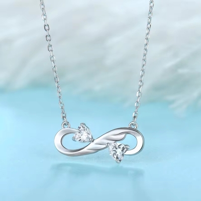 YASVITTI 925 Argent Sterling Infinity Collier de cœur Cube Zircon de haute qualité Collier de luxe pour femmes bijoux en gros