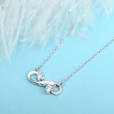 YASVITTI 925 Argent Sterling Infinity Collier de cœur Cube Zircon de haute qualité Collier de luxe pour femmes bijoux en gros