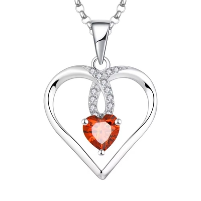 YASVITTI Cœur étincelant 5A Collier en zirconium Rhodium plaqué 925 Collier en argent sterling bijoux