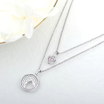 YASVITTI Rhodium plaqué CZ Femmes 925 Sterling Silver Zircon bijoux personnalisés Collier romantique rose