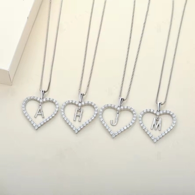 YASVITTI Collier de bijoux de qualité 925 Collier en forme de cœur en argent sterling avec lettres de charme A-Z