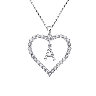 YASVITTI Collier de bijoux de qualité 925 Collier en forme de cœur en argent sterling avec lettres de charme A-Z