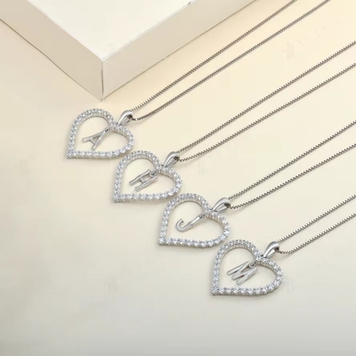 YASVITTI Collier de bijoux de qualité 925 Collier en forme de cœur en argent sterling avec lettres de charme A-Z