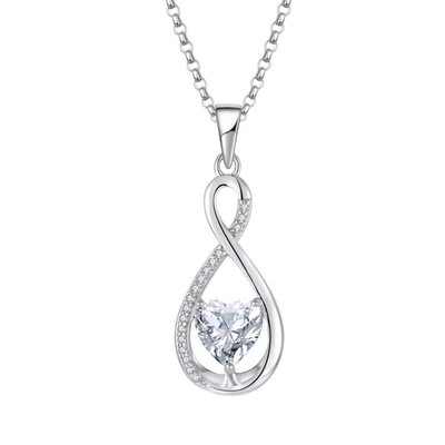 YASVITTI Pierre précieuse Collier à pendentif à l'infini Collier en zirconium cube Collier en pierre de naissance Coeur 925 Collier en argent sterling