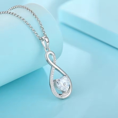 YASVITTI Pierre précieuse Collier à pendentif à l'infini Collier en zirconium cube Collier en pierre de naissance Coeur 925 Collier en argent sterling