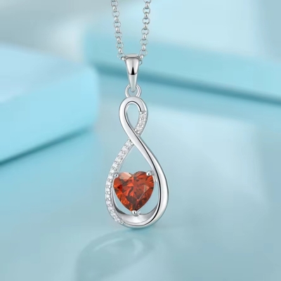 YASVITTI Pierre précieuse Collier à pendentif à l'infini Collier en zirconium cube Collier en pierre de naissance Coeur 925 Collier en argent sterling