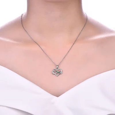 YASVITTI ODM OEM 925 Argent Sterling Collier de cœur étincelant 5A Zirconia Collier creux plaqué au rhodium Collier suspendu bijoux