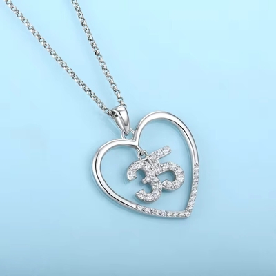 YASVITTI Mode personnalisée 925 Collier de cœur en argent sterling Nombre 50 et 30 Collier de pendentif en gros