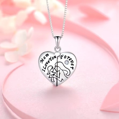 YASVITTI 925 Sterling Argent Maman Je t'aime pour toujours Médaillon de cœur Collier pour femmes