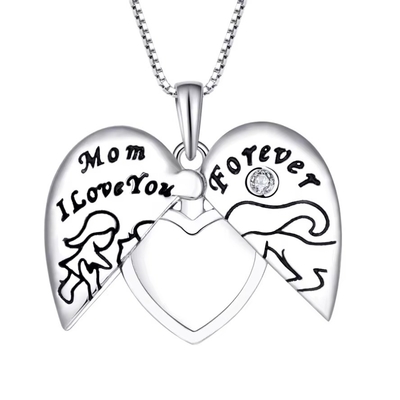 YASVITTI 925 Sterling Argent Maman Je t'aime pour toujours Médaillon de cœur Collier pour femmes