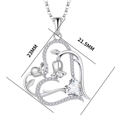 YASVITTI OEM Cadeau pour femmes Collier cœur à cœur Cube Zirconia Rhodium Plaqué Doux 925 Sterling Argent Double Coeur