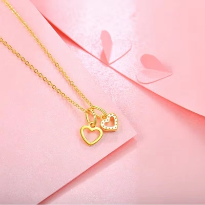 YASVITTI en gros 925 argent sterling Collier à deux cœurs enchanteur personnalisé Collier au cœur plaqué or bijoux