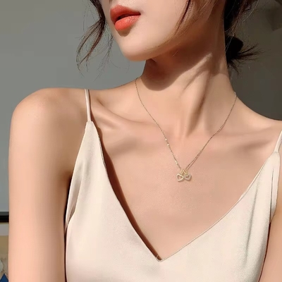 YASVITTI en gros 925 argent sterling Collier à deux cœurs enchanteur personnalisé Collier au cœur plaqué or bijoux
