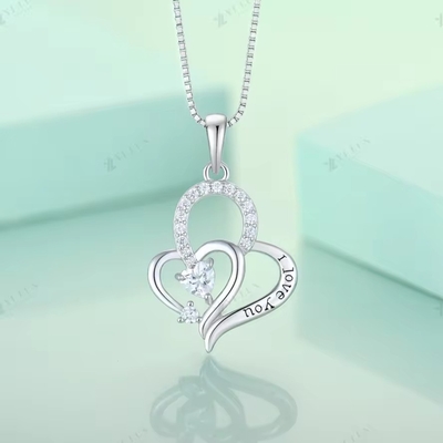 YASVITTI Je t'aime Collier de collier de cœur Coeur multicolore Cube Zirconia Luxe Argent 925 Collier de cœur bijoux
