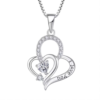 YASVITTI Je t'aime Collier de collier de cœur Coeur multicolore Cube Zirconia Luxe Argent 925 Collier de cœur bijoux