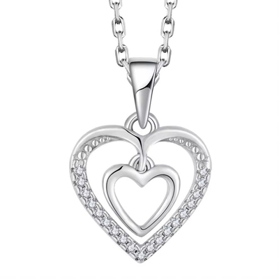 YASVITTI 925 argent sterling double creux CZ pierre diamant bijoux personnalisés grand mini collier en forme de cœur pendentif