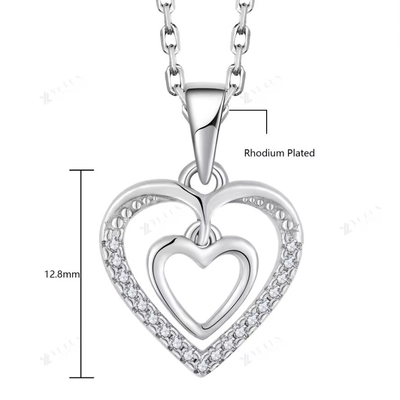YASVITTI 925 argent sterling double creux CZ pierre diamant bijoux personnalisés grand mini collier en forme de cœur pendentif