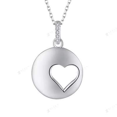 YASVITTI Romantic 925 Collier en argent sterling Collier en cuivre plaqué au rhodium Coins creuses Collier de pendentif de cœur d'amour pour la Saint Valentin