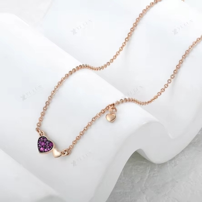 YASVITTI Joyaux cadeau de la Saint-Valentin Collier d'argent 925 Collier de pierre précieuse diamant Rose Collier de cœur plaqué d'or
