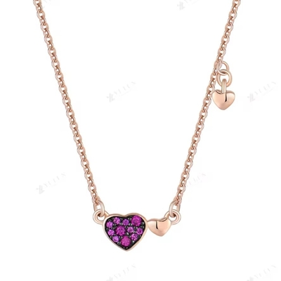 YASVITTI Joyaux cadeau de la Saint-Valentin Collier d'argent 925 Collier de pierre précieuse diamant Rose Collier de cœur plaqué d'or