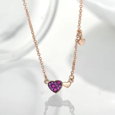 YASVITTI Joyaux cadeau de la Saint-Valentin Collier d'argent 925 Collier de pierre précieuse diamant Rose Collier de cœur plaqué d'or